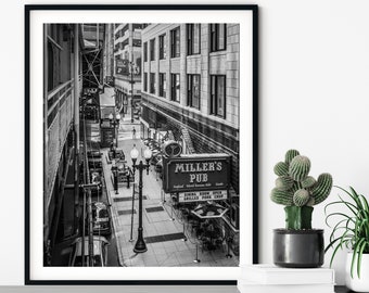 Chicago Photograph, Urban Cityscape, Black and White, Wall Art, Fine Art Print, Urban, City, Chicago Print, Large Wall Art Print, Street