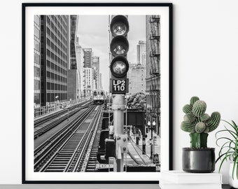 Chicago L Tracks, Chicago Photograph, Black and White, Wall Art, Fine Art Print, Urban, City, Chicago Prints, Large Wall Art Print Cityscape