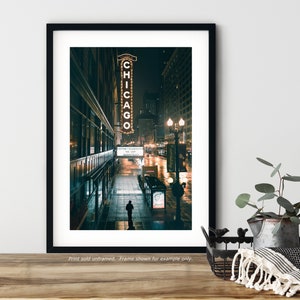 Chicago Theatre, Wall Art, Fine Art Print, Color Photograph, Chicago Photograph, Chicago Print, Large Wall Art Print, Cityscape, Night Light