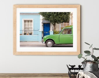 London Photography Print: Notting Hill Row Houses & Green Car
