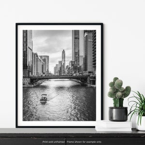 Chicago River, Black and White, Chicago Photograph, Wall Art, Fine Art Print, Urban, City, Chicago Print, Large Wall Art Print, Cityscape