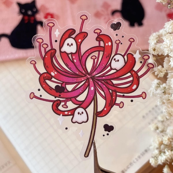 Clear Vinyl Sticker| Spider Lily, Ghost, Waterproof, Vinyl, Journaling, Planners, Bujo, Laptop