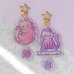 Galaxy Kitten | Glitter Acrylic, Double Sided Keychains, Cat Keychain, Cat Keyring