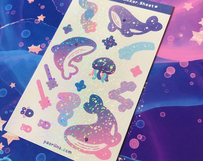 Moonlight Glitter Sticker Sheet, Glitter Sticker Sheet, Glitter Sticker