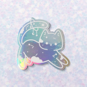 Chaton galaxie | Sticker holographique, Holographique, Sticker holographique, Sticker mignon, Sticker chat