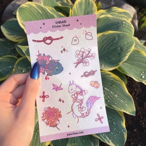 Glitter Sticker Bogen | Shibari Aufkleber für Planung, Journaling, Basteln und Dekorieren