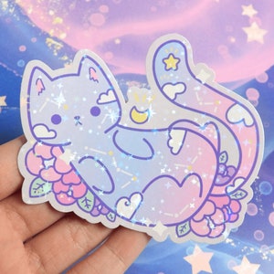 Esthétique Galaxy Kitty | Sticker scintillant