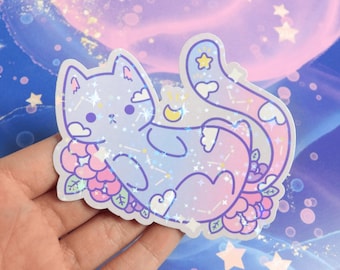 Sparkle Vinyl Sticker | Galaxy Kitten, Waterproof, Vinyl, Journaling, Planners, Bujo, Laptop