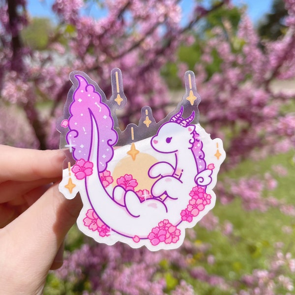 Sakura Dragon | Clear sticker, Vinyl sticker