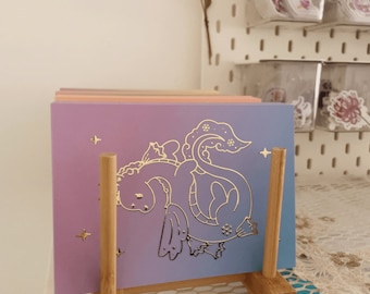 Gold Foil Dragon Print: Mystical Wanderers Art (4x6 Inch)
