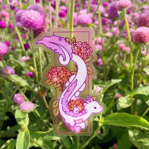 Spring Hydrangea Dragon  | Clear Sticker, Vinyl Sticker, Flowers