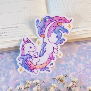 Water Dragon | Clear Vinyl Sticker, Clear sticker, Cute sticker, Dragon sticker, Colourful