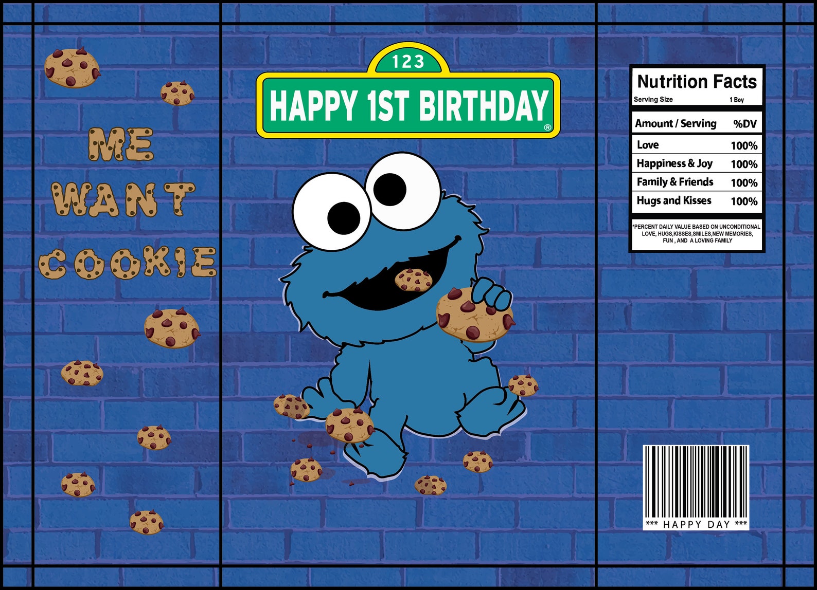 Cookie Monster chip bag Etsy