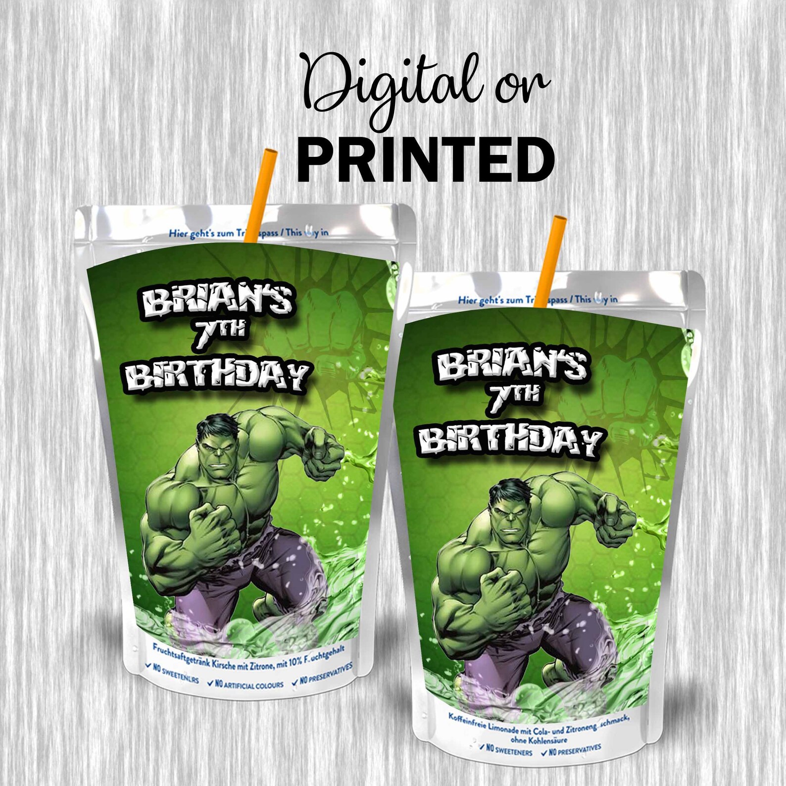 The Incredible Hulk Juice Labels Digital or Printed Etsy