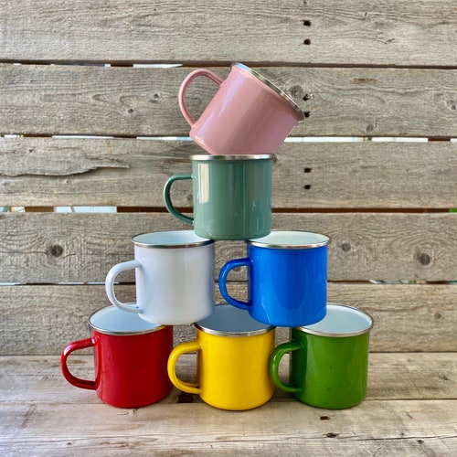 Personalized Coffee Mug Leather Enamel Mug Camping Mug Etsy