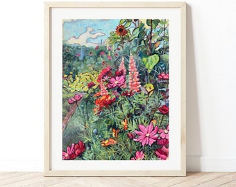 Bloementuin kunstprint/muurkunst/huisdecor