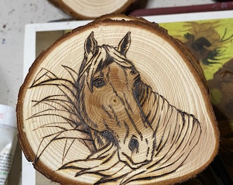 Horse wood burning coaster/decorations