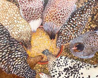 Chicken flock wall print/ chickens wall decoration/art print/poultry