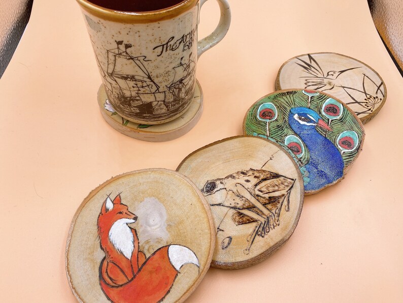 fox wood burn coaster/ wood burning craft image 4