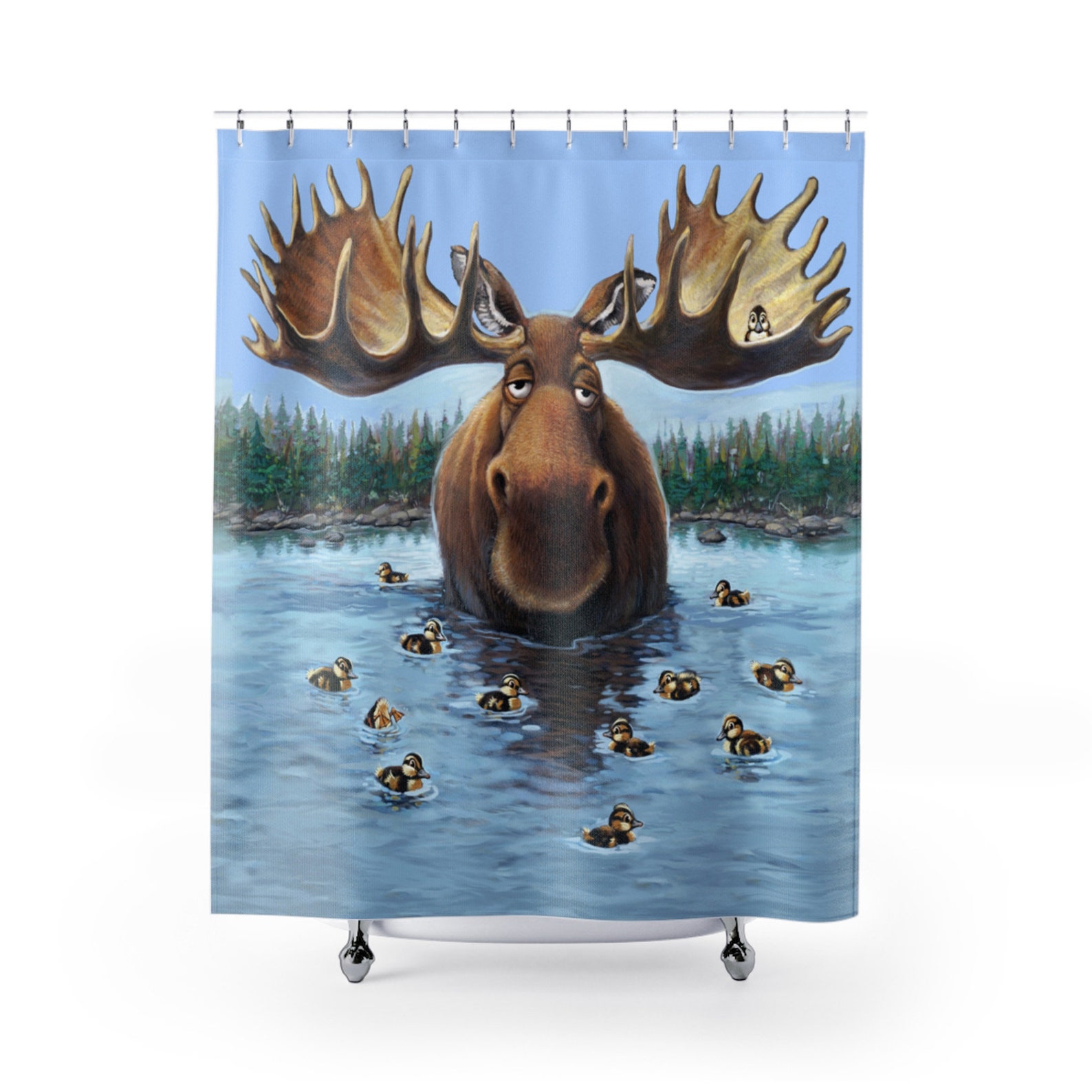 Moose Shower Curtains Etsy