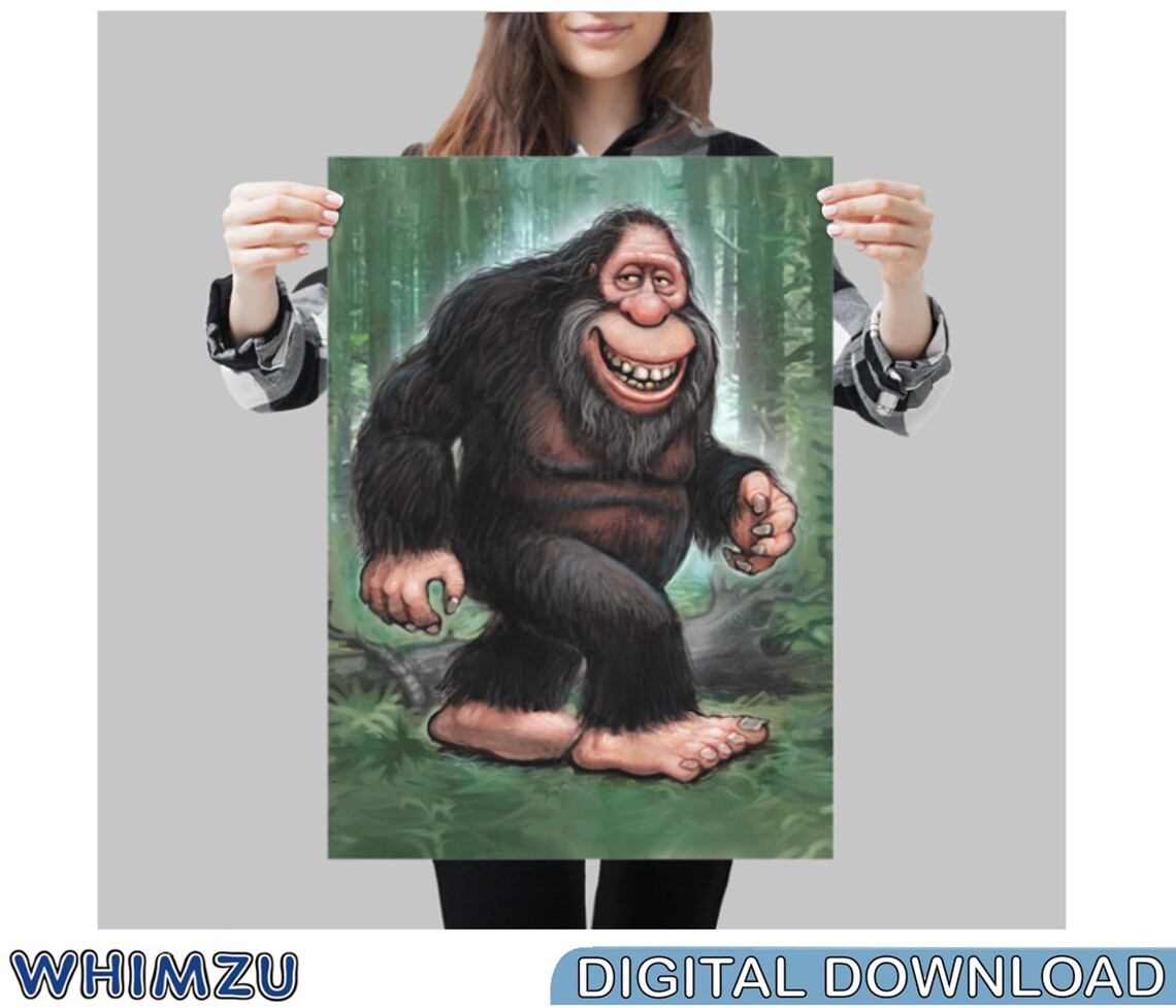 Sasquatch Printable instant download Bigfoot digital art | Etsy