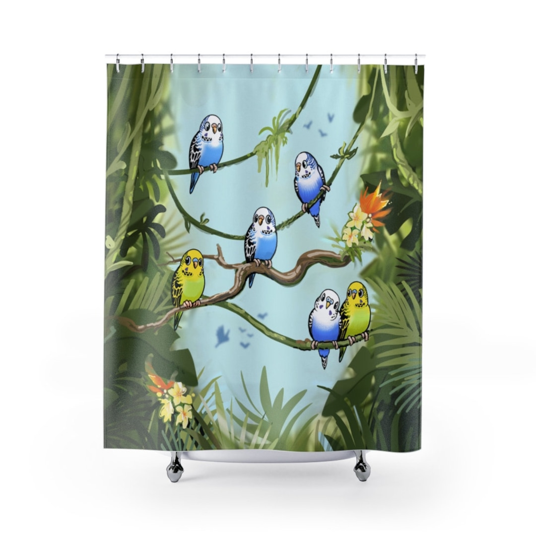Parakeet Rainforest Shower Curtain Etsy