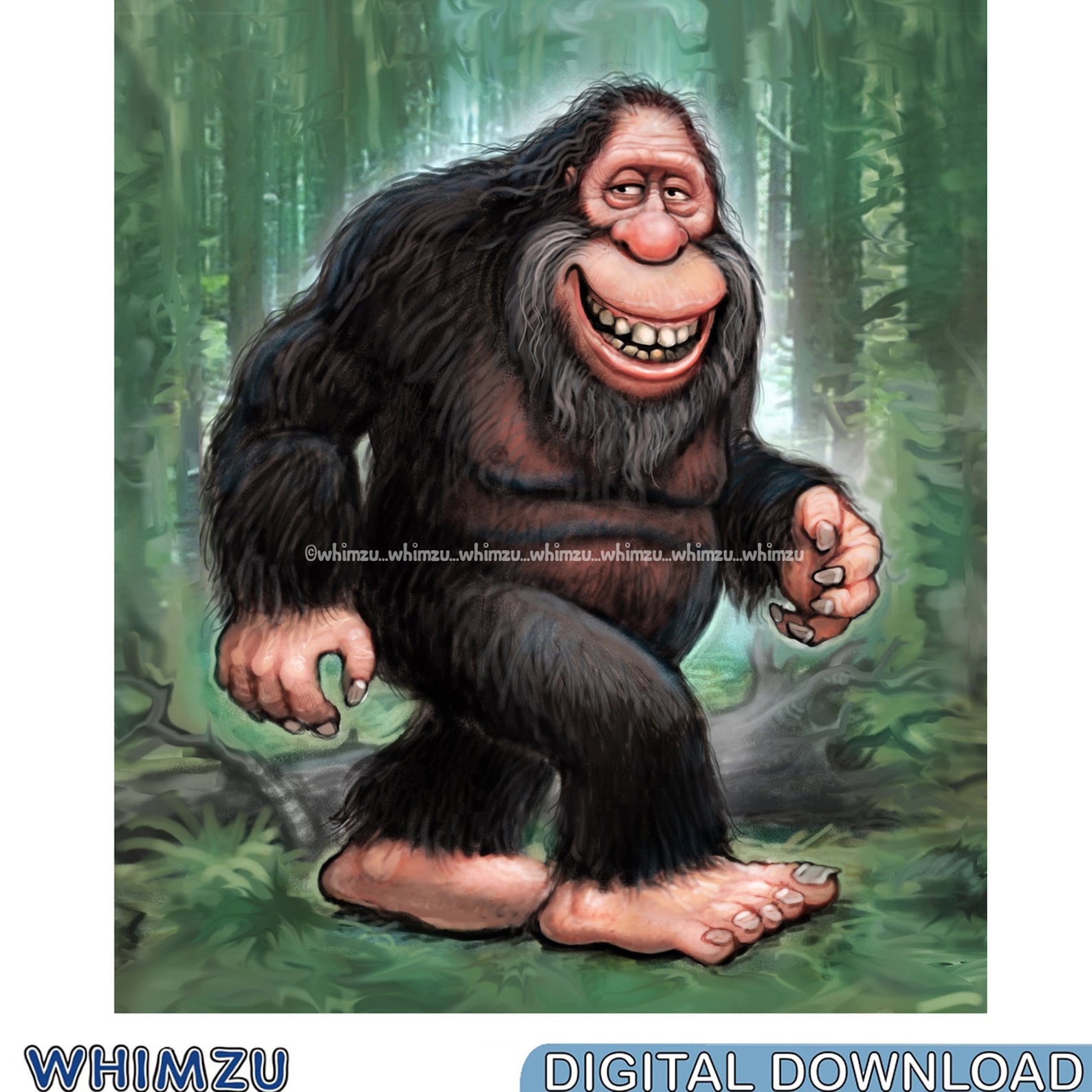 Sasquatch Printable Instant Download Bigfoot Digital Art | Etsy Norway