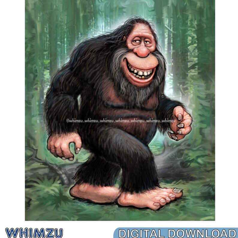 Sasquatch Printable instant download Bigfoot digital art | Etsy