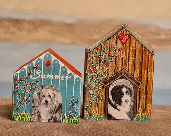 Miniature wooden house dog house PERSONALIZED with PHOTO + name house with dog according to your wishes - shabby house date of birth unique