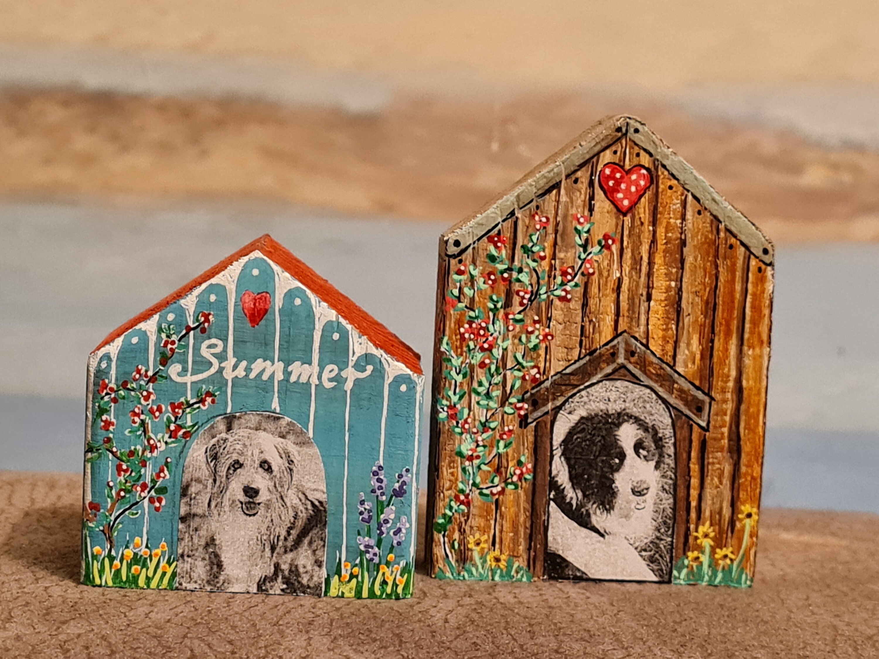 ミニチュア木製犬小屋、写真と名前でパーソナライズ、あなたの希望に