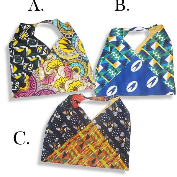 Ankara Patchwork Origami Shoulder Bag, African Print , Shoulder Bag, grocery bags. Reusable bags, travel totes. Larger bags