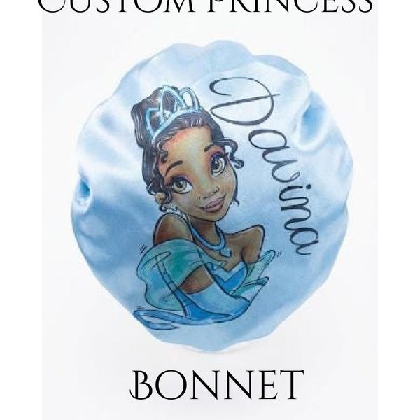 Custom Princess Bonnet, Elastic Bonnet,Satin Baby Bonnet,Reversible Bonnet,Protective Cap, Natural Hair Care, Silky Bonnet, Kids Bonnet,