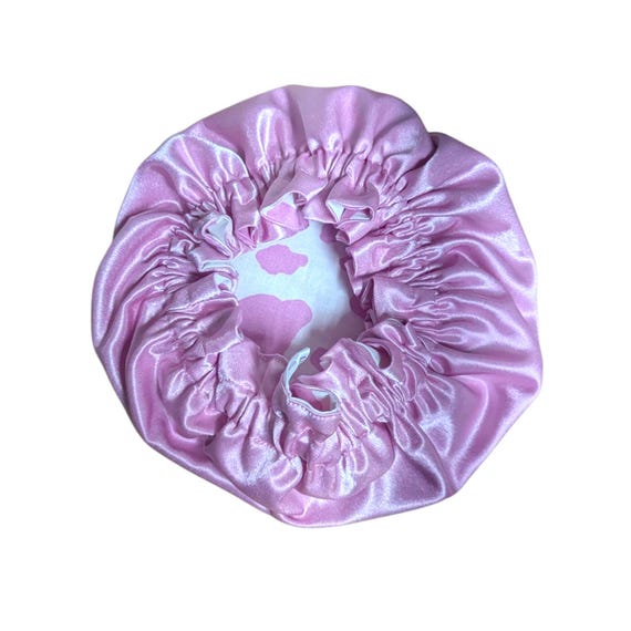 Pink Cow Print Satin Bonnet With Bow: Baby & Toddler Hair  display picture 3