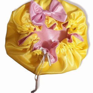 Light Pink and Yellow Bonnet With Bow image 3
