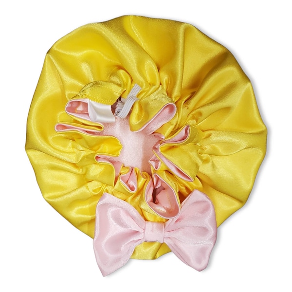 Light Pink and Yellow Bonnet With  Bow