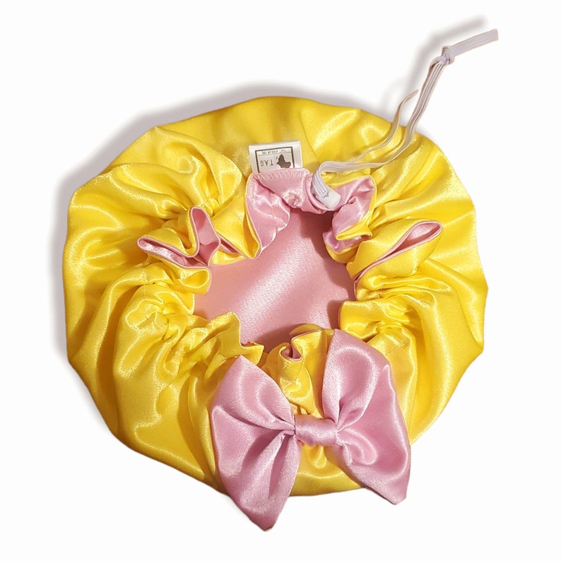 Light Pink and Yellow Bonnet With Bow image 2