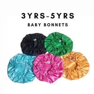 3- 5 year old Satin Bonnets, Toddler Bonnets, Kids Bonnet, Baby Satin Bonnet for Girls ,Adjustable Infant Bonnet for Curly Hair