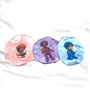 Custom Printed Bonnet |Satin Baby Bonnet | Natural Hair Care | Silky Bonnet| Kids Bonnet|Satin Sleep Cap |Silk Bonnet