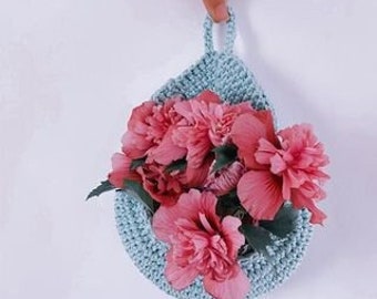 crochet pattern, drop basket Crochet pattern of wall hanging basket for storage, video tutorial, hanging basket pattern