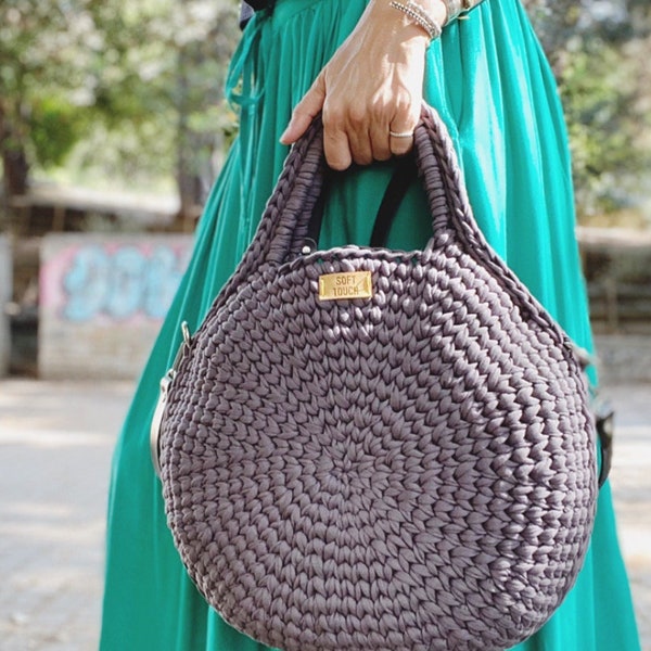 crochet pattern, crochet bag, VIDEO tutorial,circle bag,handbag pattern,round bag pattern,leather handle, crochet bag pattern, pdf pattern