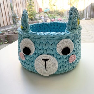 Crochet bear basket pattern - Raound basket pattern-handmade basket-Video tutorial- storage basket, newborn gift