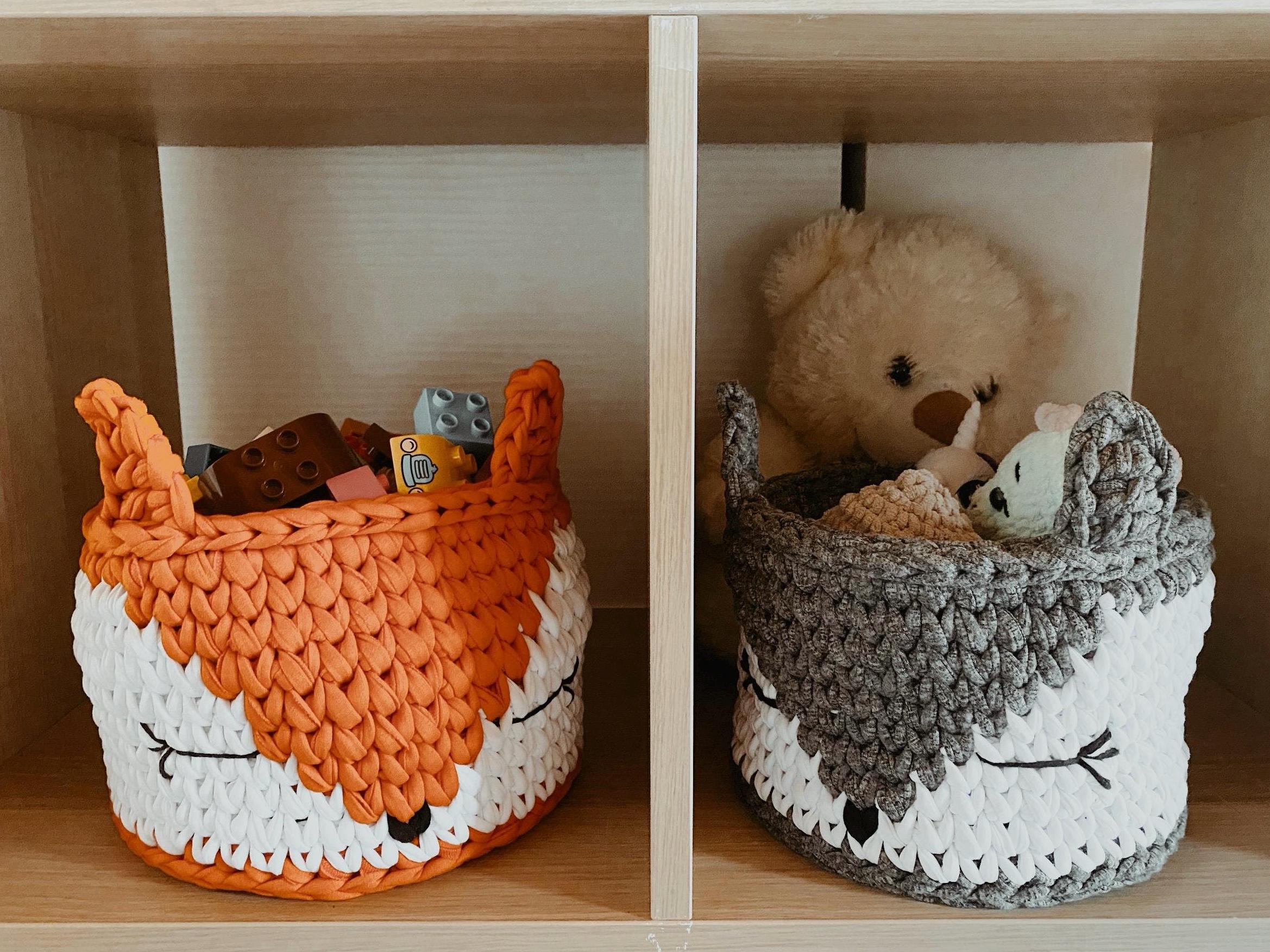 Корзина лиса&волк,crochet basket,ВИДЕО урок,Корзина для вязания крючком для детского декора, корзина для хранения, корзина для игрушек,