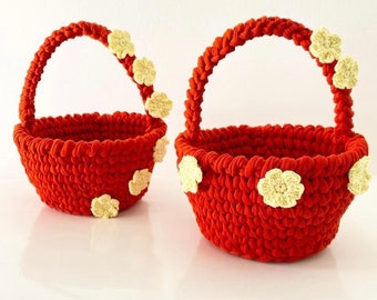 crochet basket- PDF-video tutorial-crochet flower bascet-easter basket pattern-handmade basket pattern-вязаная пасхальная корзинка