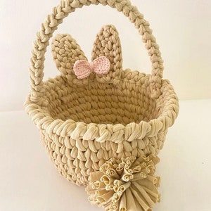 Crochet basket pattern - crochet rabbit basket -crochet flower basket -2 baskets pattern Raound basket pattern-easter basket-Video tutorial-