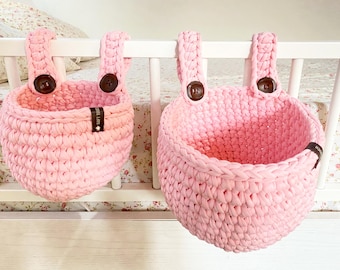 hanging basket pattern-crochet hanging basket-organization basket-crochet pattern for beginners-baby room baskets-DIY crochet basket