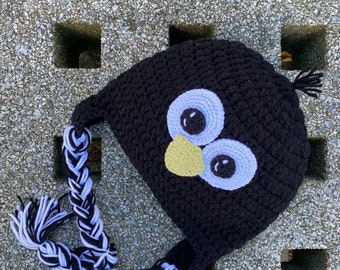 crochet hat pattern, crochet penguin hat, crochet animal hat pattern, PDF, video tutorial, unisex crochet hat