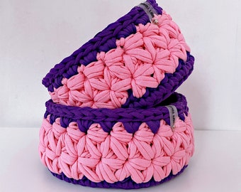 patrón de canasta a crochet / canasta de flores a crochet / crochet fácil / patrón de canasta redonda / canasta de almacenamiento / video tutorial / PDF
