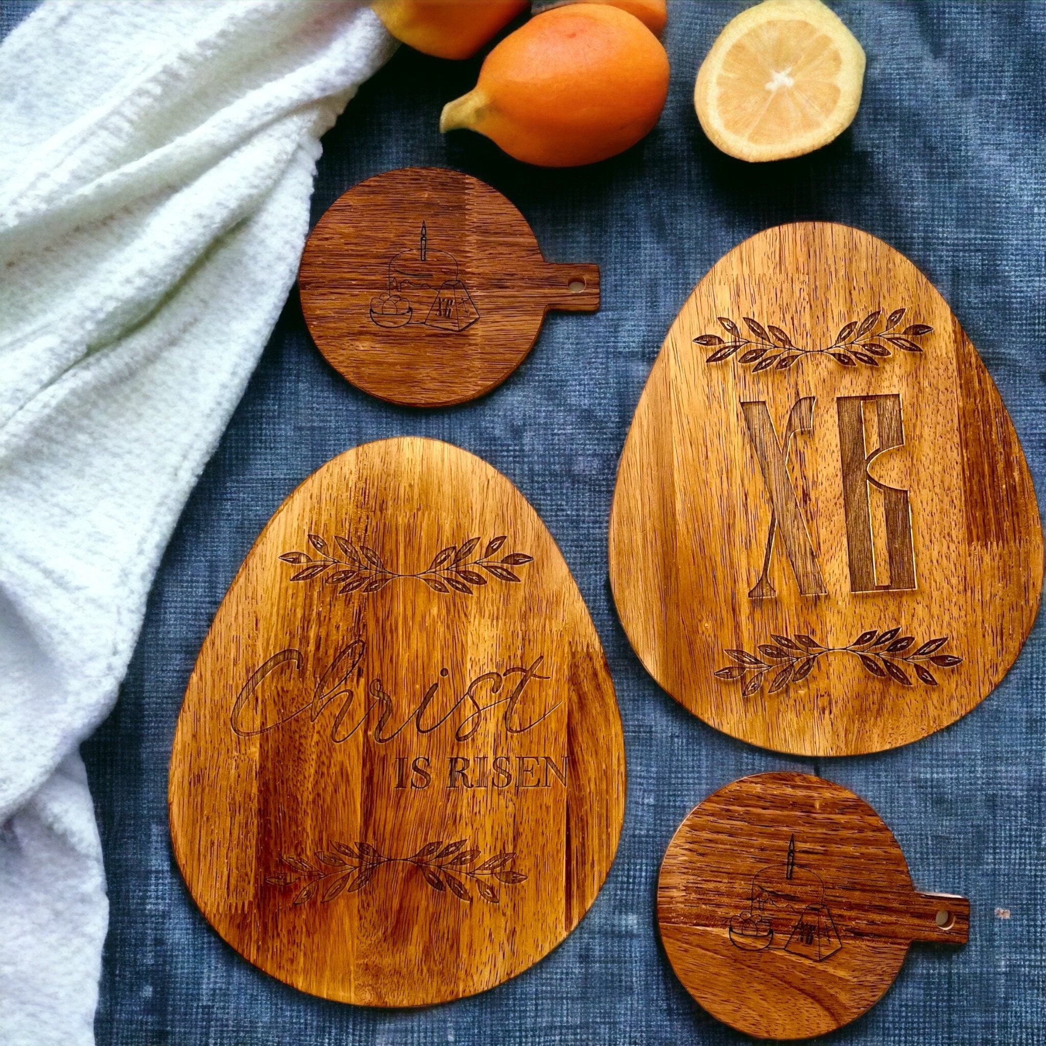 Easter Serving Tray Duo Kulich and Cheese Paskha Serving Trays Large