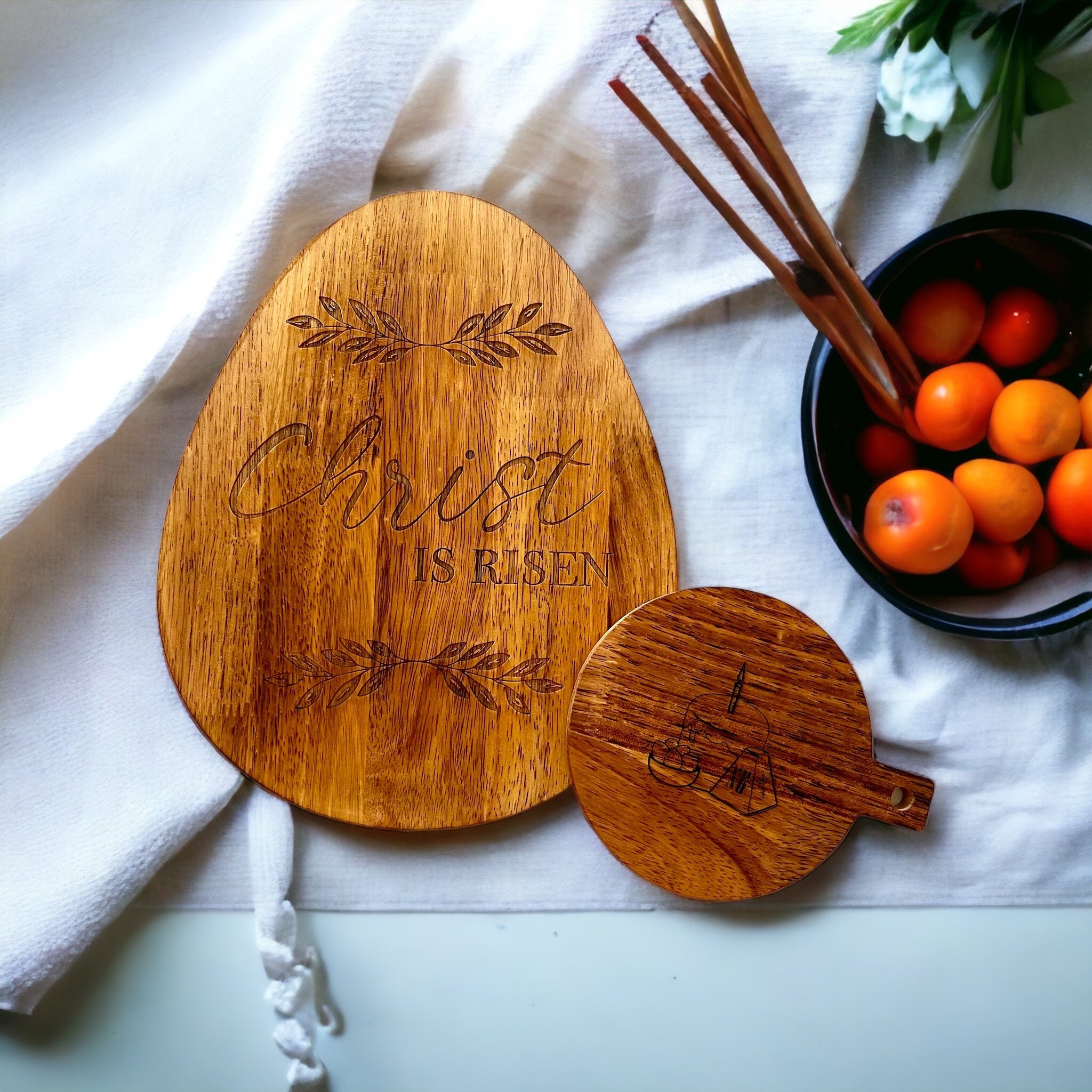 Easter Serving Tray Duo Kulich and Cheese Paskha Serving Trays Large