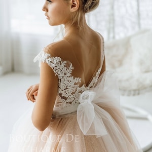 Rustikales Blumenmädchen Kleid,Blumenmädchen Kleid Spitze,Tütü Kleid,Tüll Blumenmädchen Kleid,Erste Kommunion Kleid,Erster Geburtstag Kleid,Mädchen Ballkleid